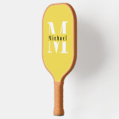 Raquette De Pickleball Nom du monogramme jaune de base + initial (Gauche)