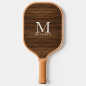 Raquette De Pickleball Nom du monogramme Moderne Rustique Bois blanc (Verso)