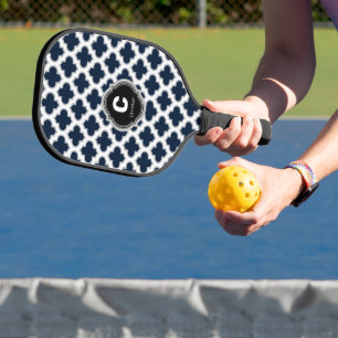 Raquette De Pickleball Nom du monogramme Motif de treillis