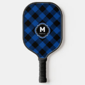 Raquette De Pickleball Nom du monogramme noir bleu (Recto)