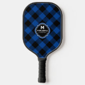 Raquette De Pickleball Nom du monogramme noir bleu (Verso)