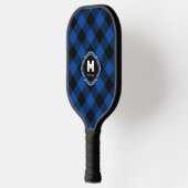 Raquette De Pickleball Nom du monogramme noir bleu (Gauche)