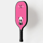 Raquette De Pickleball Nom du monogramme Panda mignon rose simple (Gauche)