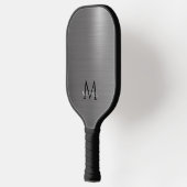 Raquette De Pickleball Nom du monogramme Première métal noir gris élégant (Gauche)