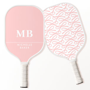 Raquette De Pickleball Nom du monogramme Pretty Rose Bow Pickleball Paddl