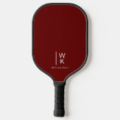 Raquette De Pickleball Nom du monogramme rouge de base + initiales (Verso)