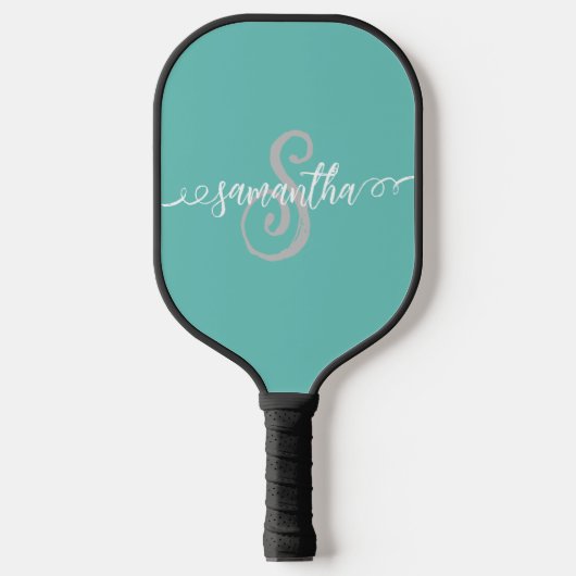 Raquette De Pickleball Nom du monogramme Script manuscrit (Recto)