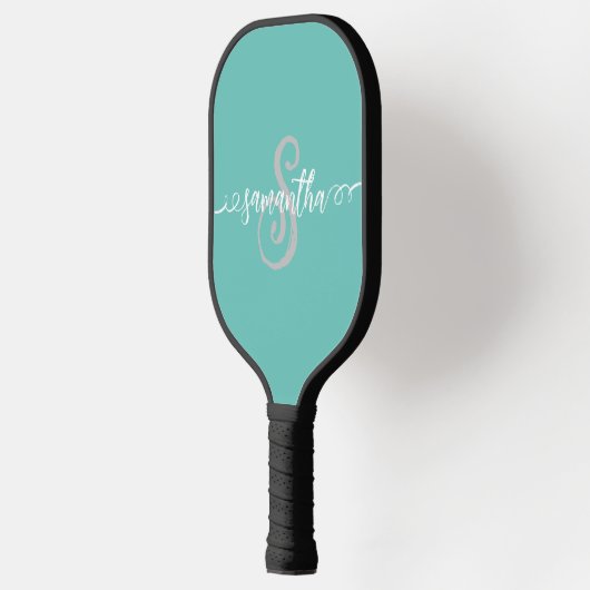 Raquette De Pickleball Nom du monogramme Script manuscrit (Gauche)