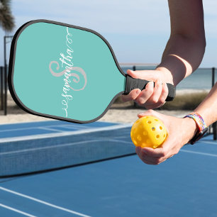 Raquette De Pickleball Nom du monogramme Script manuscrit