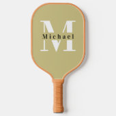 Raquette De Pickleball Nom du monogramme vert de base + initial (Recto)