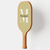 Raquette De Pickleball Nom du monogramme vert de base + initial (Gauche)