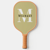 Raquette De Pickleball Nom du monogramme vert de base + initial (Verso)
