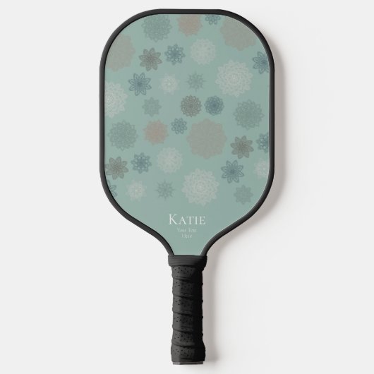 Raquette De Pickleball Nom du monogramme vert Mandala blanc (Recto)