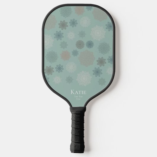 Raquette De Pickleball Nom du monogramme vert Mandala blanc (Verso)