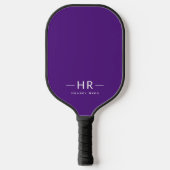 Raquette De Pickleball Nom du monogramme violet de base + initiales (Recto)