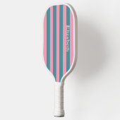 Raquette De Pickleball Nom du Motif Retro Pink and Blue Stripes (Gauche)