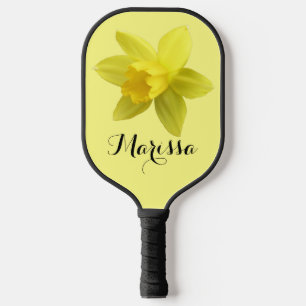 Raquette De Pickleball Nom du script de la fleur de jonquille jaune