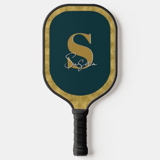 Raquette De Pickleball Nom du script de monogramme élégant personnalisé (Recto)