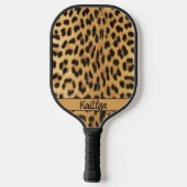 Raquette De Pickleball Nom du script Empreinte de léopard glamour (Verso)