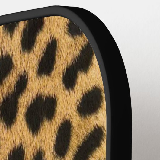 Raquette De Pickleball Nom du script Empreinte de léopard glamour (Détail gauche)