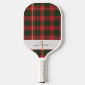 Raquette De Pickleball Nom du script Monogramme Plaid Tartan Rustique (Verso)