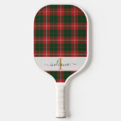 Raquette De Pickleball Nom du script Monogramme Plaid Tartan Rustique (Recto)