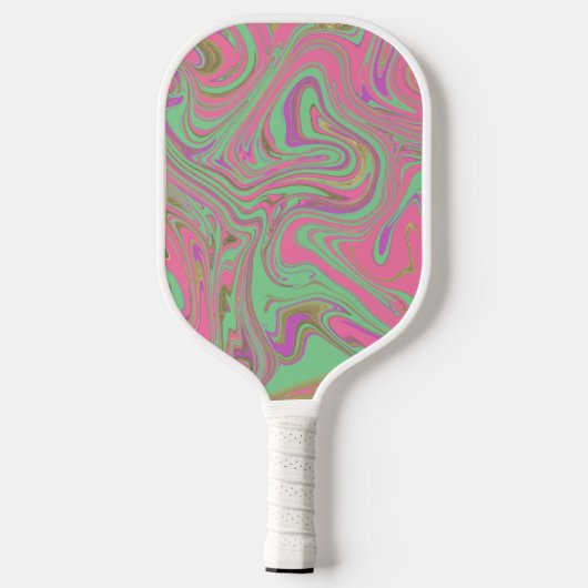 Raquette De Pickleball Nom du script Pink Purple Motif Liquide (Verso)