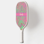 Raquette De Pickleball Nom du script Pink Purple Motif Liquide (Gauche)