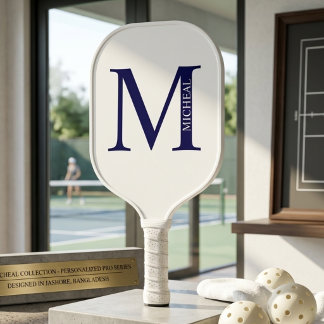 Raquette De Pickleball Nom Élégant et Monogramme Personnalisé