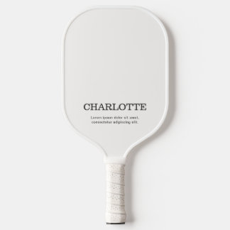 Raquette De Pickleball Nom Élégant Minimal Blanc