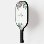 Raquette De Pickleball Nom en écriture Monogram Eucalyptus Verdure Violet (Gauche)