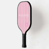 Raquette De Pickleball Nom et initiale à rayures rose féminin (Gauche)
