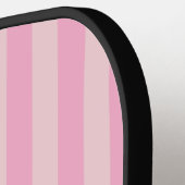 Raquette De Pickleball Nom et initiale à rayures rose féminin (Détail gauche)