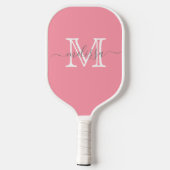 Raquette De Pickleball Nom et monogramme minimaux élégants rose (Verso)