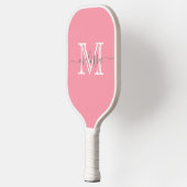Raquette De Pickleball Nom et monogramme minimaux élégants rose (Gauche)