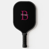 Raquette De Pickleball Nom et monogramme sur fond noir (Recto)