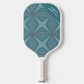 Raquette De Pickleball Nom et motif rétro en Pic turquoise et gris (Verso)
