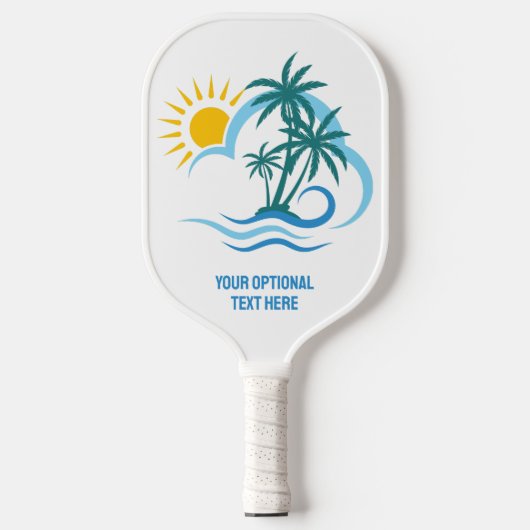 Raquette De Pickleball Nom et texte personnalisés Îles tropicales (Recto)
