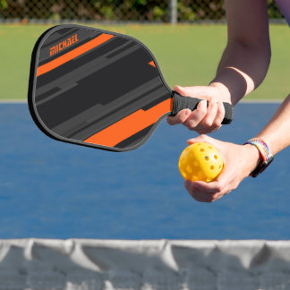Raquette De Pickleball Nom Géométrique Orange Noir Moderne