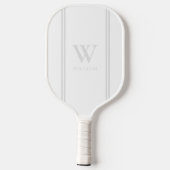 Raquette De Pickleball Nom initial blanc moderne Monogramme (Verso)
