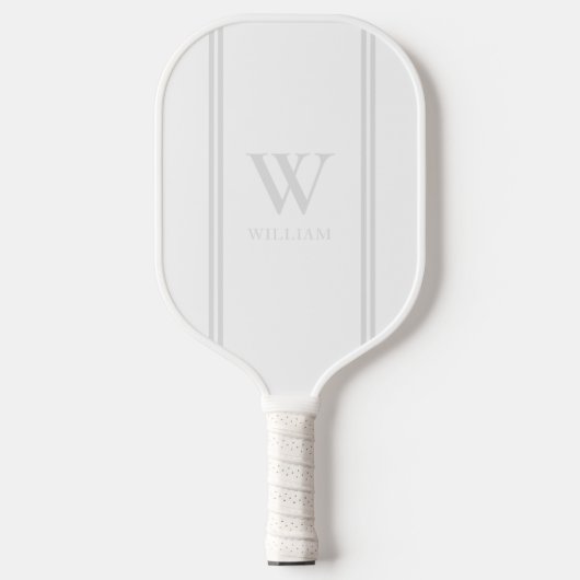 Raquette De Pickleball Nom initial blanc moderne Monogramme (Recto)