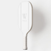 Raquette De Pickleball Nom initial blanc moderne Monogramme (Gauche)
