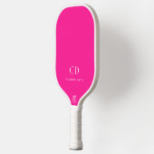 Raquette De Pickleball Nom initial du monogramme rose chaud (Gauche)
