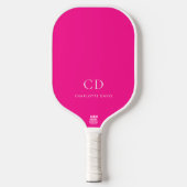 Raquette De Pickleball Nom initial du monogramme rose chaud (Recto)