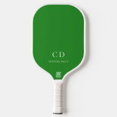 Raquette De Pickleball Nom initial du monogramme vert de la forêt (Verso)