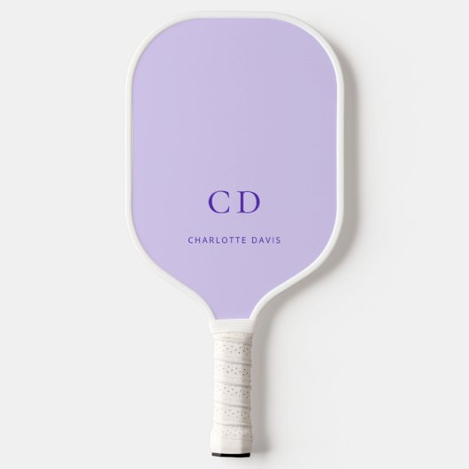 Raquette De Pickleball Nom initial du monogramme violet lavande (Verso)