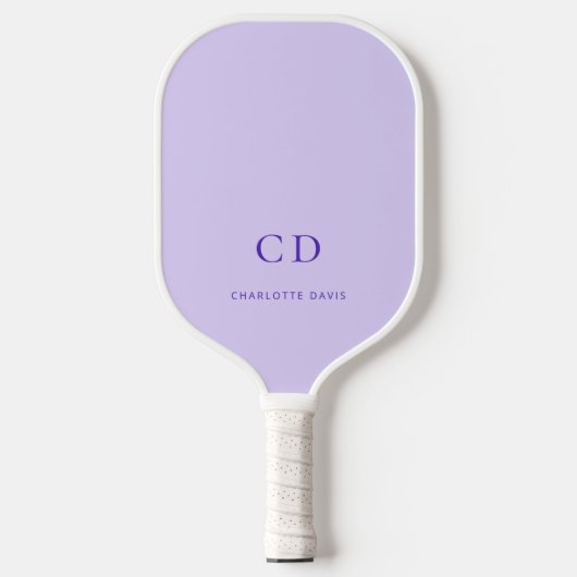 Raquette De Pickleball Nom initial du monogramme violet lavande (Recto)