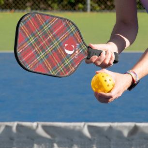 Raquette De Pickleball Nom Initiales sur Royal Stewart Tartan Print,