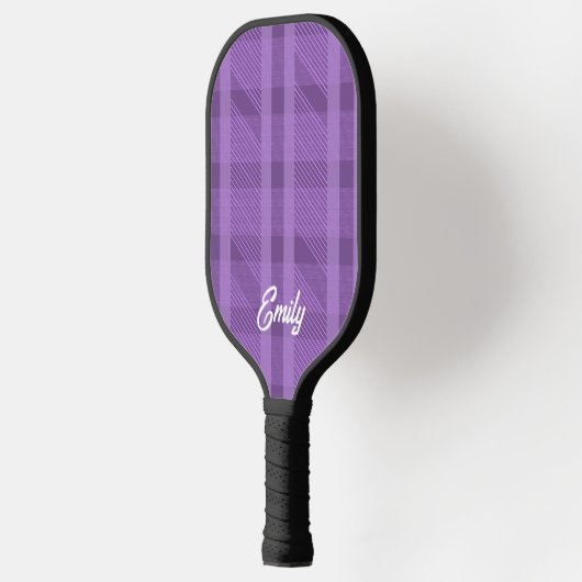 Raquette De Pickleball Nom moderne de plaid violet (Gauche)