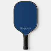 Raquette De Pickleball Nom moderne minimal en bleu et blanc marine (Recto)